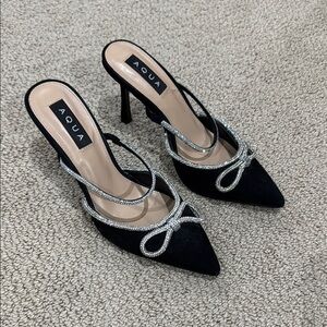 Aqua Black and Silver Heels